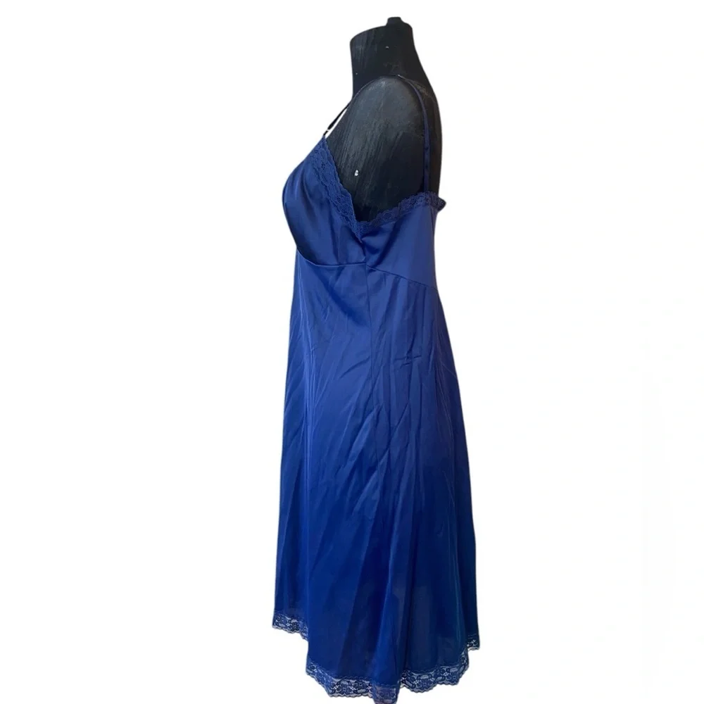 Vintage Blue Nylon Slip Dress - Picture 4 of 11